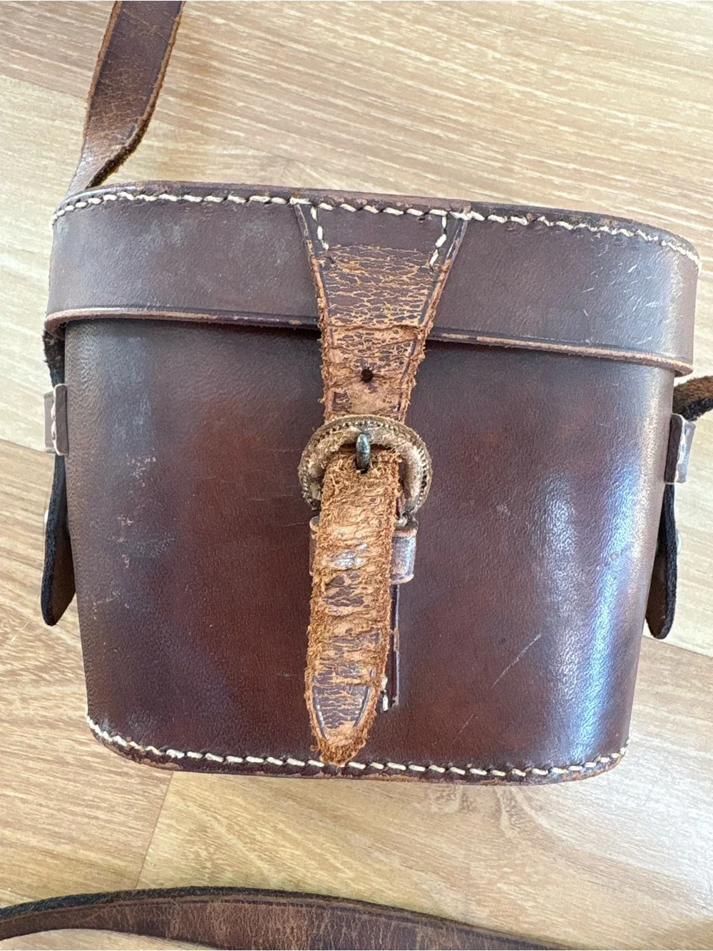 vintage brown leather case for binoculars